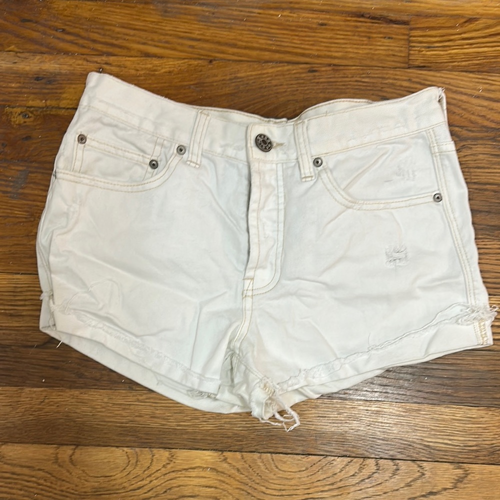 Distressed Women's White Shorts